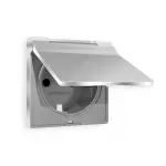 Лицевая панель ALFA (Серебро глянец) для электрической розетки с заземлением со шторками и крышкой IP44 QUANT AP4080 от ImperiumLoft