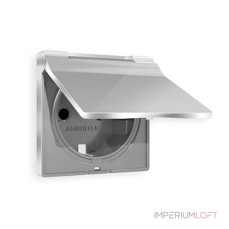 Лицевая панель ALFA (Серебро глянец) для электрической розетки с заземлением со шторками и крышкой IP44 QUANT AP4080 от ImperiumLoft Лицевая панель ALFA (Серебро глянец) для электрической розетки с заземлением со шторками и крышкой IP44 QUANT AP4080 от ImperiumLoft