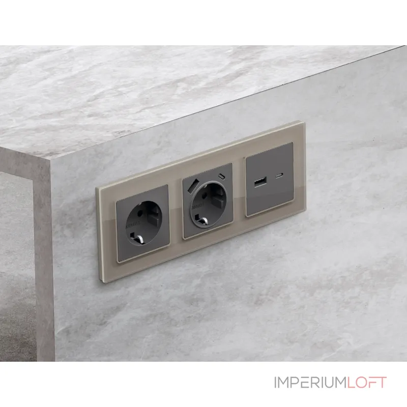 Лицевая панель ALFA (Антрацит серый) для розетки 2USB тип A+C QUANT AP6610 от ImperiumLoft Лицевая панель ALFA (Антрацит серый) для розетки 2USB тип A+C QUANT AP6610 от ImperiumLoft