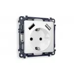 Комплект механизма электрической розетки 2USB A+A 18W быстрая зарядка с заземлением и шторками 2P+E 16A-250V Ambrella Volt MA MA109010