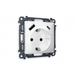 Комплект механизма электрической розетки 2USB A+C 20W быстрая зарядка с заземлением и шторками 2P+E 16A-250V Ambrella Volt MA MA110010