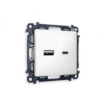 Комплект механизма розетки 2USB A+C 20W быстрая зарядка Ambrella Volt MA MA111010