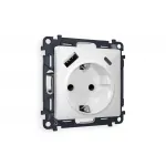 Комплект механизма электрической розетки 2USB A+C 20W быстрая зарядка с заземлением со шторками 2P+E 16A-250V Ambrella Volt MA MA130010