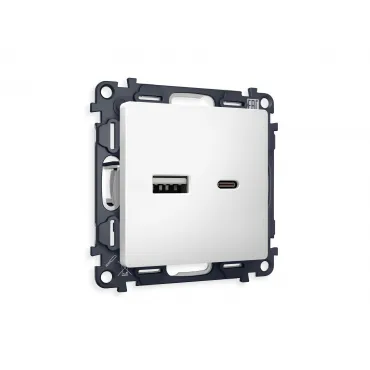 Комплект механизма розетки 2USB A+C 20W быстрая зарядка Volt QUANT MA131010