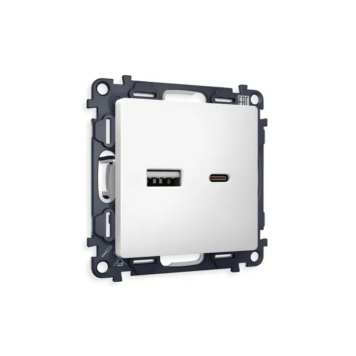 Комплект механизма розетки ALFA MA131010 Белый матовый 2USB A+C 20W быстрая зарядка QUANT от ImperiumLoft