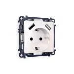 Комплект механизма электрической розетки 2USB A+A 18W быстрая зарядка с заземлением и шторками 2P+E 16A-250V Ambrella Volt MA MA209010