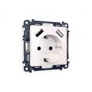 Комплект механизма электрической розетки 2USB A+A 18W быстрая зарядка с заземлением и шторками 2P+E 16A-250V Ambrella Volt MA MA209010 Комплект механизма электрической розетки 2USB A+A 18W быстрая зарядка с заземлением и шторками 2P+E 16A-250V Ambrella Volt MA MA209010