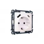 Комплект механизма электрической розетки 2USB A+C 20W быстрая зарядка с заземлением и шторками 2P+E 16A-250V Ambrella Volt MA MA210010