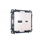 Комплект механизма розетки 2USB A+C 20W быстрая зарядка Ambrella Volt MA MA211010