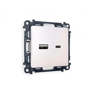 Комплект механизма розетки 2USB A+C 20W быстрая зарядка Ambrella Volt MA MA211010