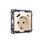 Комплект механизма электрической розетки 2USB A+C 20W быстрая зарядка с заземлением и шторками 2P+E 16A-250V Ambrella Volt MA MA310010