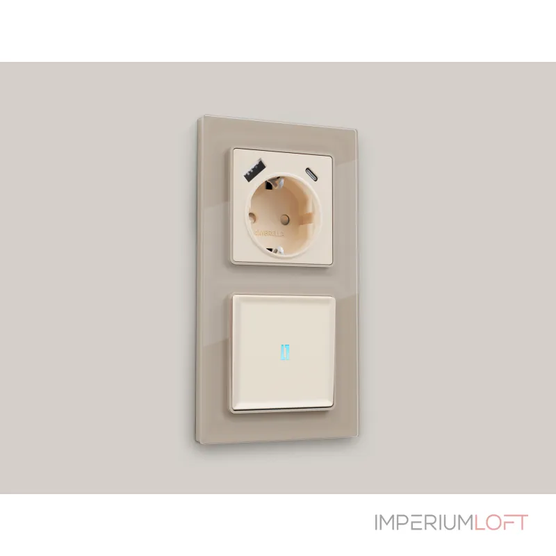 Комплект механизма 1-клавишного выключателя с подсветкой 10000K Ambrella Volt MA MA322020