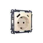 Комплект механизма электрической розетки 2USB A+C 20W быстрая зарядка с заземлением со шторками 2P+E 16A-250V Ambrella Volt MA MA330010