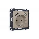 Комплект механизма электрической розетки 2USB A+A 18W быстрая зарядка с заземлением со шторками 2P+E 16A-250V Ambrella Volt MA MA369010