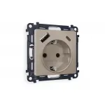 Комплект механизма электрической розетки 2USB A+C 20W быстрая зарядка с заземлением со шторками 2P+E 16A-250V Ambrella Volt MA MA370010