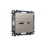 Комплект механизма розетки 2USB A+C 20W быстрая зарядка Ambrella Volt MA MA371010