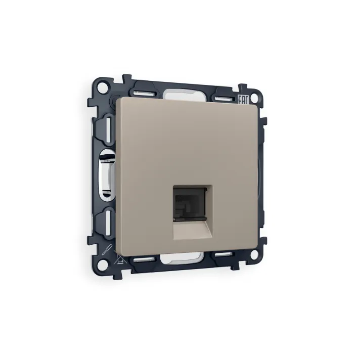 Комплект механизма компьютерной розетки ALFA MA372010 Серо-бежевый матовый RJ-45(8P8C) CAT6 с защитной шторкой QUANT от ImperiumLoft