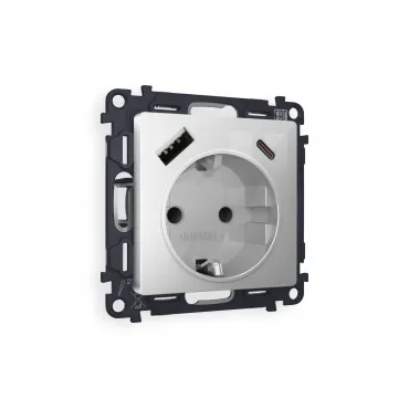 Комплект механизма электрической розетки 2USB A+C 20W быстрая зарядка с заземлением и шторками 2P+E 16A-250V Ambrella Volt MA MA410010 Комплект механизма электрической розетки 2USB A+C 20W быстрая зарядка с заземлением и шторками 2P+E 16A-250V Ambrella Volt MA MA410010