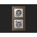 Комплект механизма электрической розетки 2USB A+C 20W быстрая зарядка с заземлением и шторками 2P+E 16A-250V Ambrella Volt MA MA410010