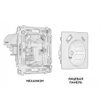 Комплект механизма электрической розетки 2USB A+C 20W быстрая зарядка с заземлением и шторками 2P+E 16A-250V Ambrella Volt MA MA410010