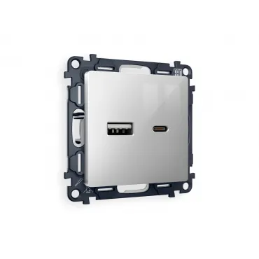 Комплект механизма розетки 2USB A+C 20W быстрая зарядка Ambrella Volt MA MA411010