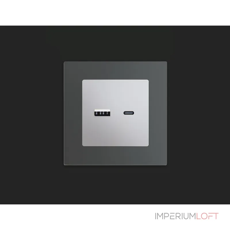 Комплект механизма розетки 2USB A+C 20W быстрая зарядка Ambrella Volt MA MA411010