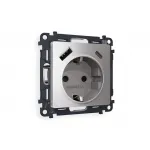 Комплект механизма электрической розетки 2USB A+C 20W быстрая зарядка с заземлением и шторками 2P+E 16A-250V Ambrella Volt MA MA510010