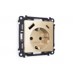 Комплект механизма электрической розетки 2USB A+C 20W быстрая зарядка с заземлением и шторками 2P+E 16A-250V Ambrella Volt MA MA610010