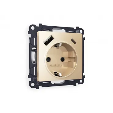 Комплект механизма электрической розетки 2USB A+C 20W быстрая зарядка с заземлением и шторками 2P+E 16A-250V Ambrella Volt MA MA610010 Комплект механизма электрической розетки 2USB A+C 20W быстрая зарядка с заземлением и шторками 2P+E 16A-250V Ambrella Volt MA MA610010