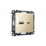 Комплект механизма розетки 2USB A+C 20W быстрая зарядка Ambrella Volt MA MA611010
