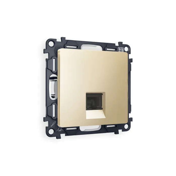Комплект механизма телефонной розетки ALFA MA612030 Шампань RJ-11(4P4C) с защитной шторкой QUANT от ImperiumLoft