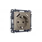 Комплект механизма электрической розетки ALFA MA639010 Темная бронза матовый 2USB A+A 18W быстрая зарядка с заземлением и шторками 2P+E 16A-250V QUANT от ImperiumLoft