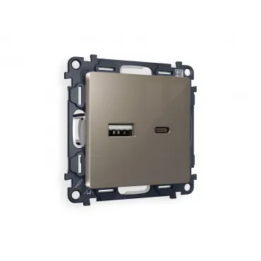 Комплект механизма розетки 2USB A+C 20W быстрая зарядка Ambrella Volt MA MA641010 Комплект механизма розетки 2USB A+C 20W быстрая зарядка Ambrella Volt MA MA641010