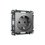 Комплект механизма электрической розетки ALFA MA657010 Антрацит серый с заземлением и шторками 2P+E 16A-250V QUANT от ImperiumLoft