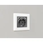 Комплект механизма электрической розетки 2USB A+A 18W быстрая зарядка с заземлением и шторками 2P+E 16A-250V Ambrella Volt MA MA659010