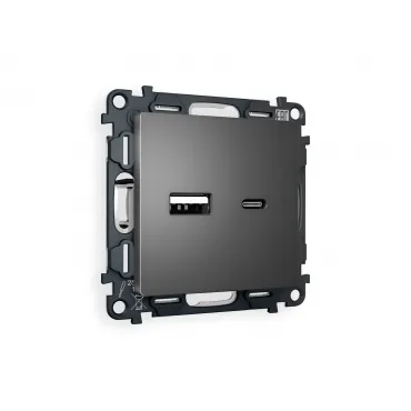 Комплект механизма розетки 2USB A+C 20W быстрая зарядка Ambrella Volt MA MA661010