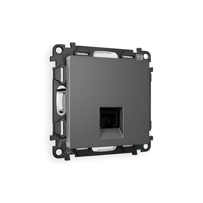 Комплект механизма телефонной розетки ALFA MA662030 Антрацит серый RJ-11(4P4C) с защитной шторкой QUANT от ImperiumLoft