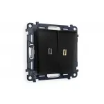 Комплект механизма 2-клавишного проходного выключателя с подсветкой 3200K ALFA MA804030 Черный матовый QUANT от ImperiumLoft