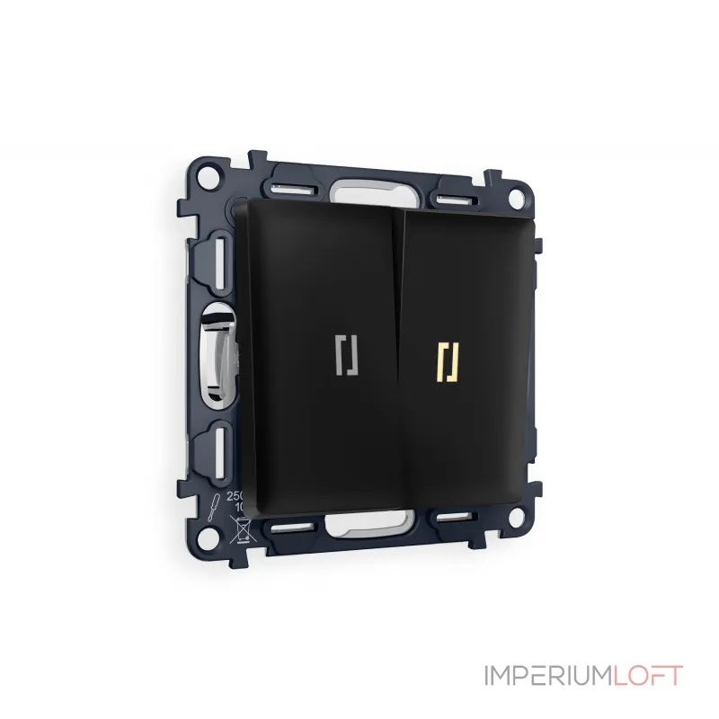 Комплект механизма 2-клавишного проходного выключателя с подсветкой 3200K ALFA MA804030 Черный матовый QUANT от ImperiumLoft Комплект механизма 2-клавишного проходного выключателя с подсветкой 3200K ALFA MA804030 Черный матовый QUANT от ImperiumLoft