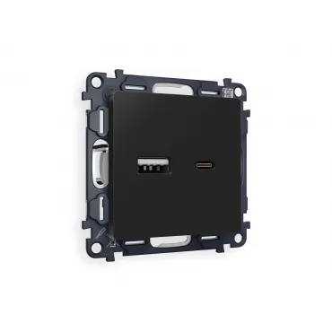 Комплект механизма розетки 2USB A+C 20W быстрая зарядка Ambrella Volt MA MA811010