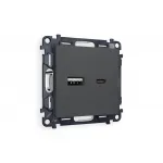 Комплект механизма розетки 2USB A+C 20W быстрая зарядка Ambrella Volt MA MA911010