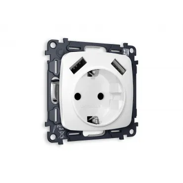 Комплект механизма электрической розетки 2USB A+A 18W быстрая зарядка с заземлением и шторками 2P+E 16A-250V Ambrella Volt MO MO109010 Комплект механизма электрической розетки 2USB A+A 18W быстрая зарядка с заземлением и шторками 2P+E 16A-250V Ambrella Volt MO MO109010