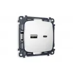 Комплект механизма розетки OMEGA MO111010 Белый глянец 2USB A+C 20W быстрая зарядка QUANT от ImperiumLoft