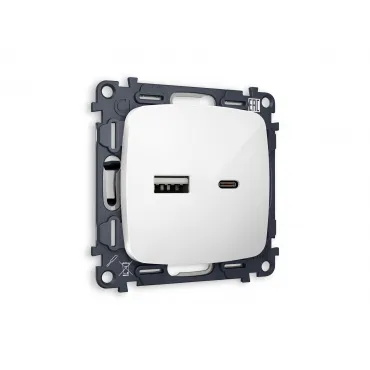 Комплект механизма розетки 2USB A+C 20W быстрая зарядка Volt QUANT MO111010