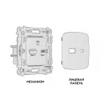 Комплект механизма розетки OMEGA MO111010 Белый глянец 2USB A+C 20W быстрая зарядка QUANT от ImperiumLoft