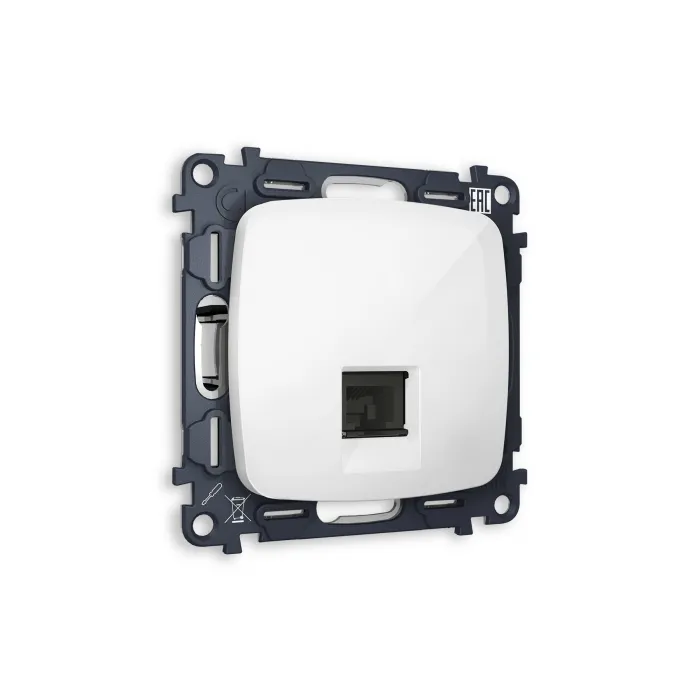 Комплект механизма компьютерной розетки OMEGA MO112010 Белый глянец RJ-45(8P8C) CAT6 с защитной шторкой QUANT от ImperiumLoft