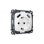 Комплект механизма электрической розетки OMEGA MO129010 Белый матовый 2USB A+A 18W быстрая зарядка с заземлением со шторками 2P+E 16A-250V QUANT от ImperiumLoft