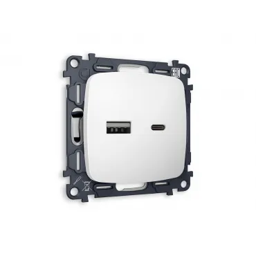 Комплект механизма розетки 2USB A+C 20W быстрая зарядка Ambrella Volt MO MO131010