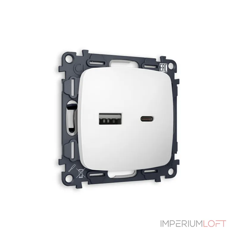 Комплект механизма розетки 2USB A+C 20W быстрая зарядка Ambrella Volt MO MO131010 Комплект механизма розетки 2USB A+C 20W быстрая зарядка Ambrella Volt MO MO131010
