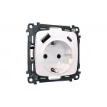 Комплект механизма электрической розетки 2USB A+C 20W быстрая зарядка с заземлением и шторками 2P+E 16A-250V Ambrella Volt MO MO210010